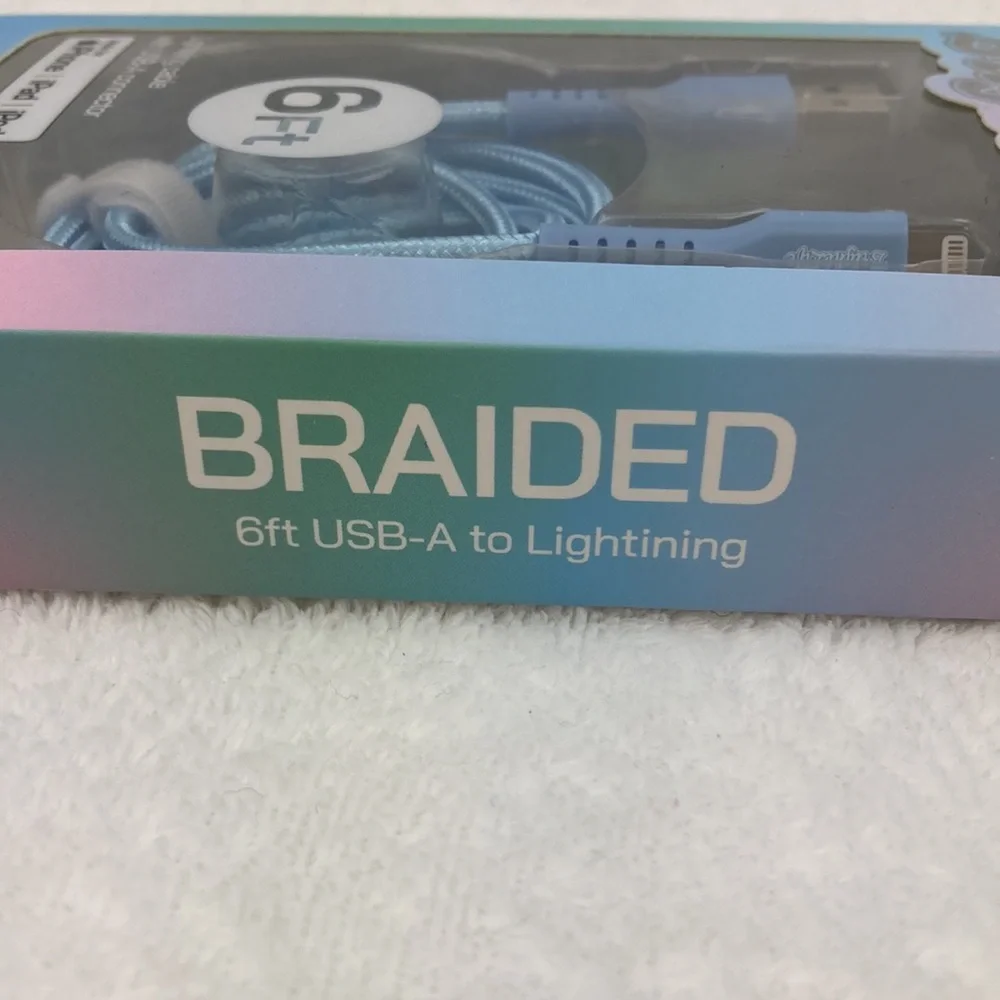 Bright Life USB-A Blue Lightning Cable for iPhone, iPad, iPod 6 ft. New